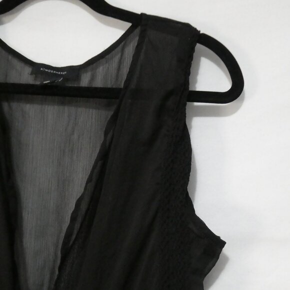 ATMOSPHERE | large | Black Sheer Sleeveless Nightgown With Tie Waist - Picture 5 of 16